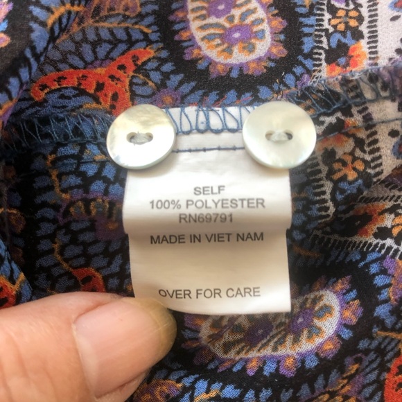 Anthropolog Fig and flower multicolor Women’s  semi Sheer tunic Sz L - Picture 8 of 10